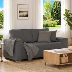 Corduroy Loveseat Sofa Grey 180x77x82cm Durable Construction