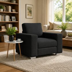 Fabric Sofa Chair 100cm Black Modern Design Features