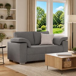 Modern 160cm Grey Loveseat Sofa with Durable Fabric