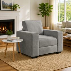 Light Grey Velvet Armchair - Dimensions and Construction Details