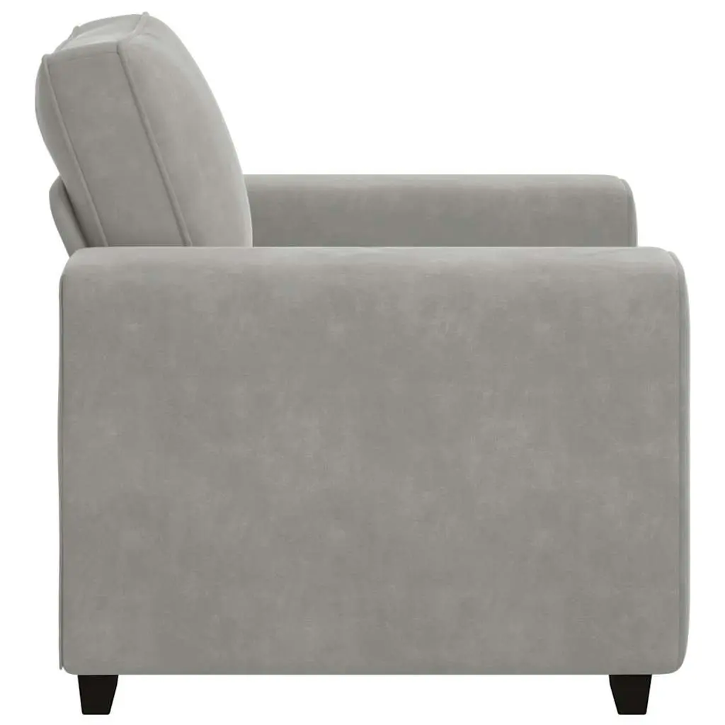 Sofa Chair Light Grey Velvet Lounge Seat Padded Armchair Living Room Furniture