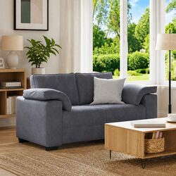 Loveseat Sofa in Dark Grey Velvet Fabric, 160x77x82 cm