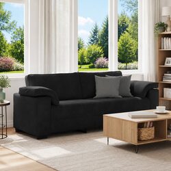 3-Seater Sofa with Velvet Upholstery and Plywood Frame