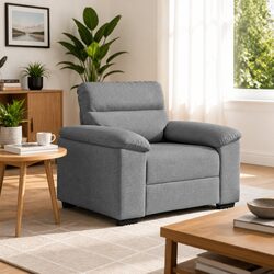 Grey Fabric Armchair with Wooden and Metal Frame 100x81x84cm
