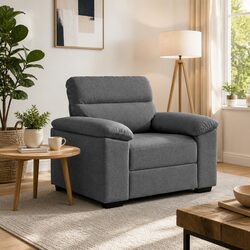 Dark Grey Sofa Chair with Wooden and Metal Frame 100x81x84 cm