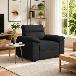 Black Upholstered Sofa Chair with Sturdy Frame