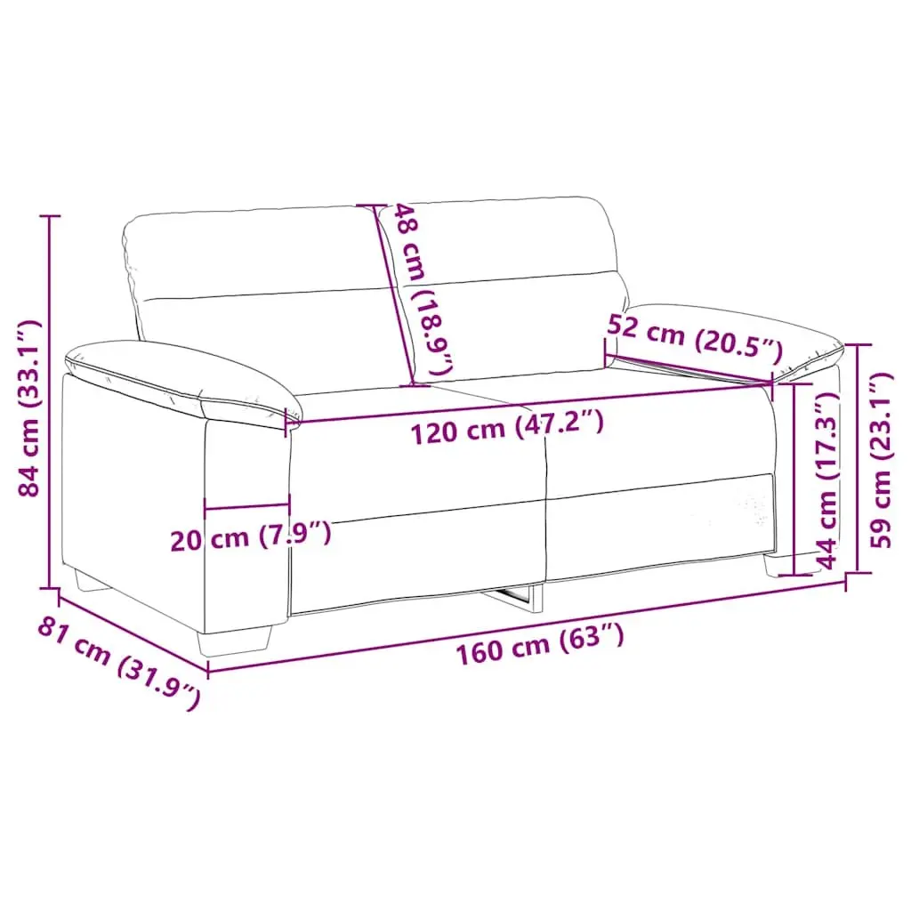 2-Seater Sofa Grey Fabric Lounge Couch Living Room Furniture Relaxing Seating