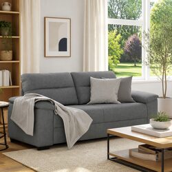 2-Seater Sofa with Dark Grey Polyester Upholstery