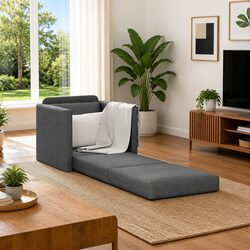60cm Grey Floor Sofa Bed with Metal and Plywood Frame