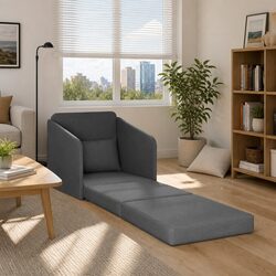 Convertible Sofa Bed Grey 65 x 80 x 83 cm with Durable Frame