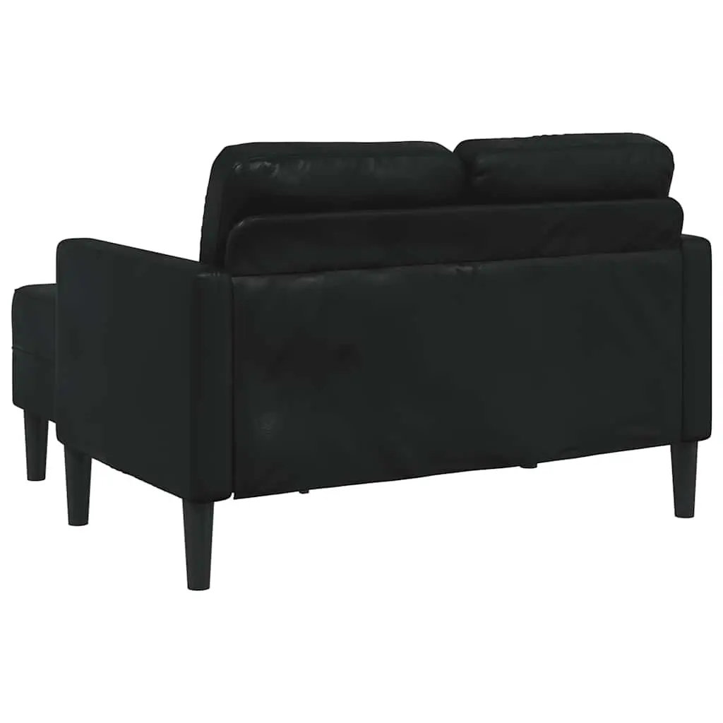 L-Shaped Sofa with Chaise Lounge Comfort 2-Seater Black Faux Leather