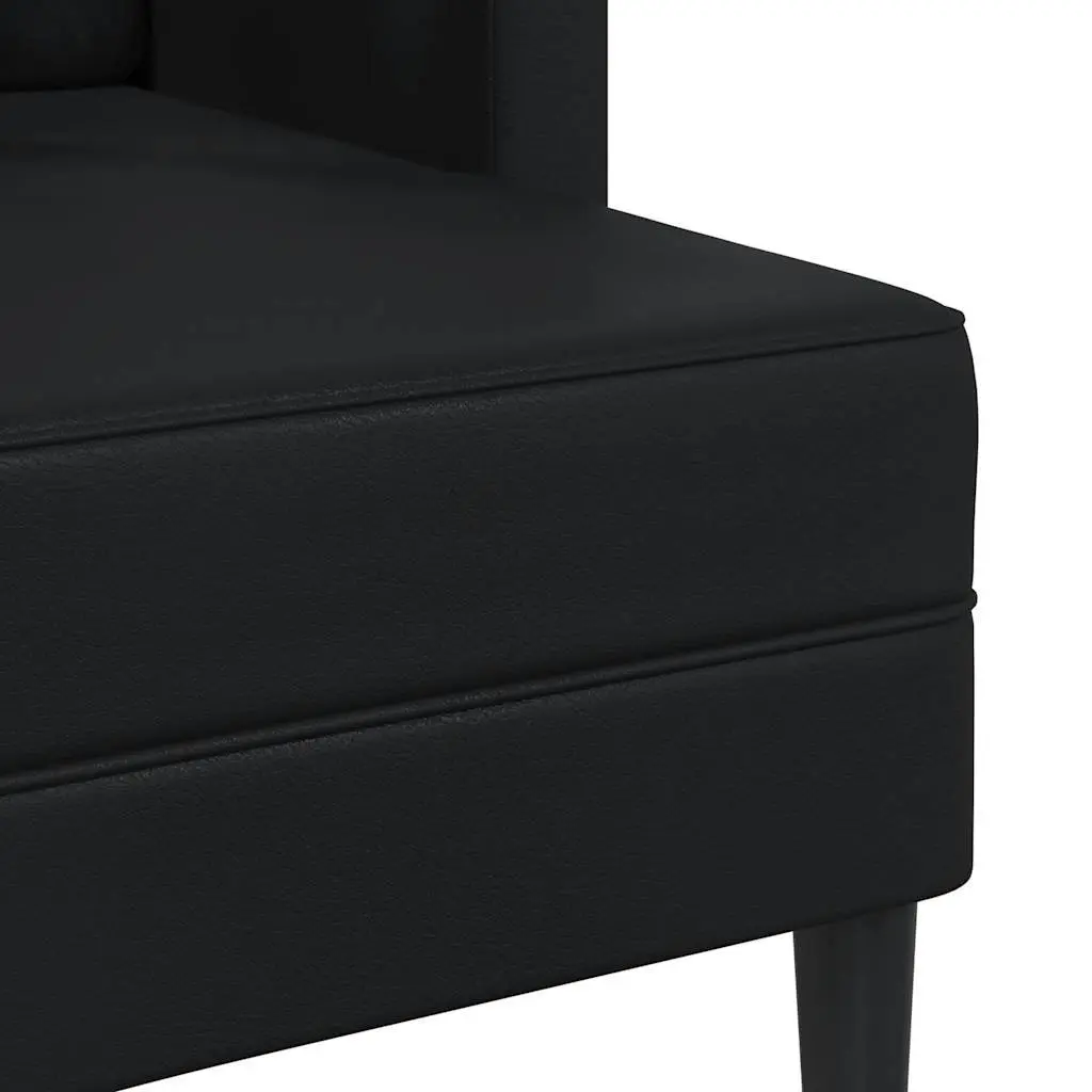 L-Shaped Sofa with Chaise Lounge Comfort 2-Seater Black Faux Leather