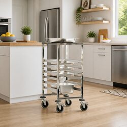 Contemporary Stainless Steel Trolley with GN Container Slots