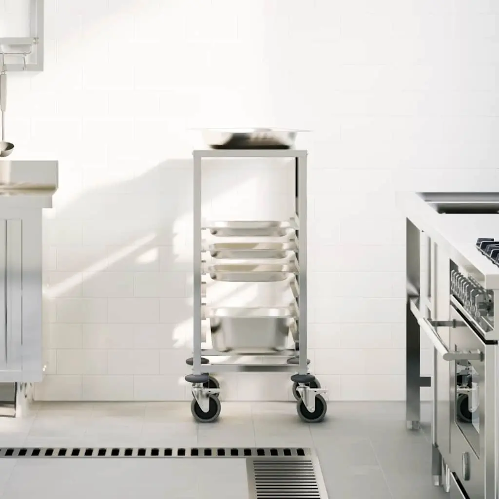 Stainless Steel Kitchen Trolley with Silent Castors 39x55x87 cm Silver