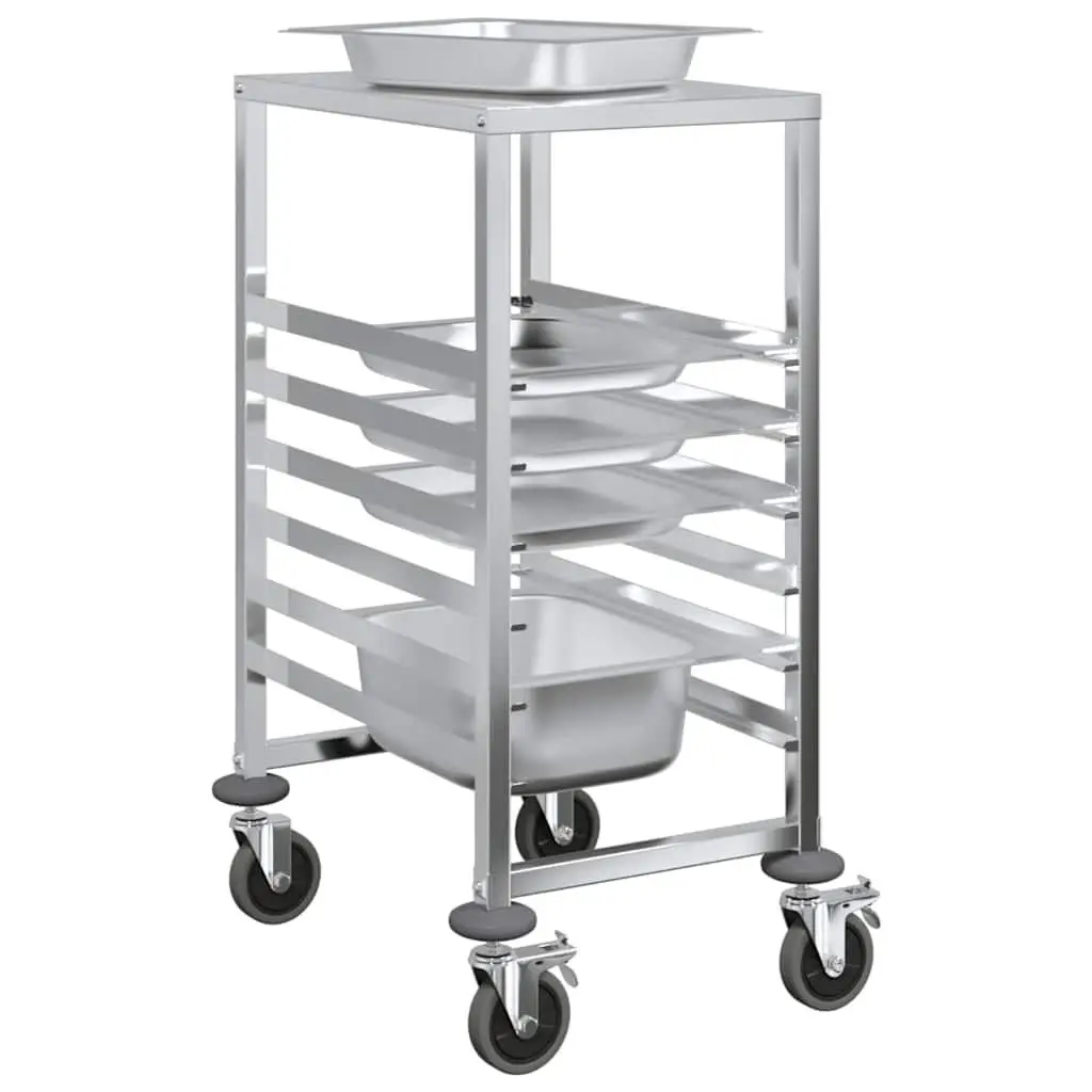 Stainless Steel Kitchen Trolley with Silent Castors 39x55x87 cm Silver