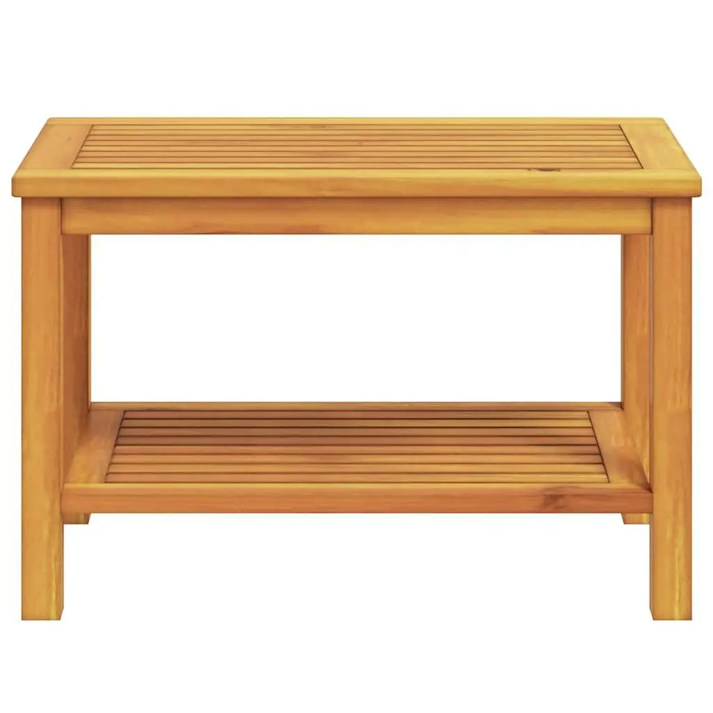Solid Acacia Wood Side Table Rustic Brown Accent Indoor Outdoor 70 x 40 x 45 cm