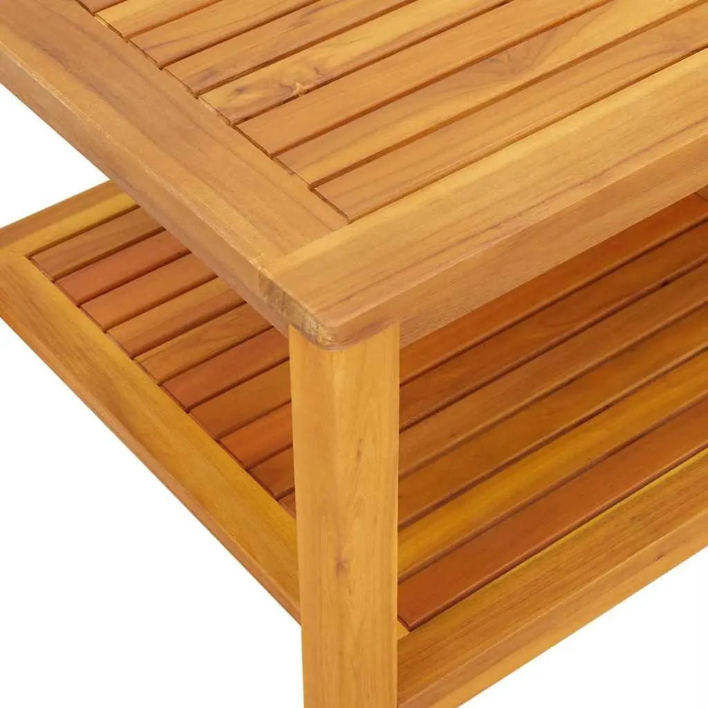 Solid Acacia Wood Side Table Rustic Brown 90x50x45cm Garden Patio Accent