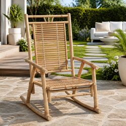 Solid Bamboo Rocking Chair for Indoor and Outdoor Use