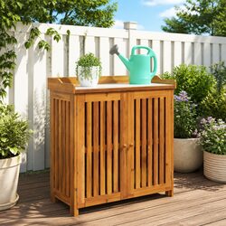 Rectangular Garden Storage Cabinet in Solid Acacia Wood