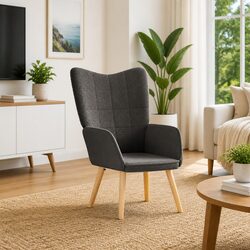 Ergonomic Armchair in Dark Grey Sherpa Fabric, 62 x 67 x 95.5 cm