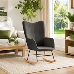 Grey Sherpa Fabric Rocking Chair with Metal Frame
