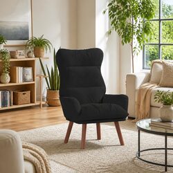 Black Velvet Armchair with Ergonomic Design and Stability