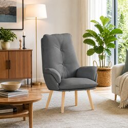 Functional Grey Armchair with Cushioned Comfort