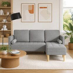 Reconfigurable Modular Sofa Set in Light Grey Polyester