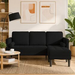 Black Modular Sectional Sofa Set with Velvet Upholstery