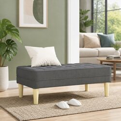 Grey Bench Ottoman with Cushion – 113 x 57 x 39 cm