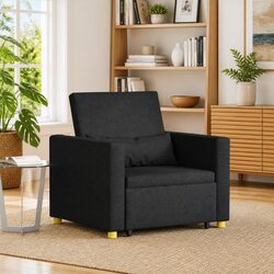 Convertible Single Sofa Bed Armchair in Black