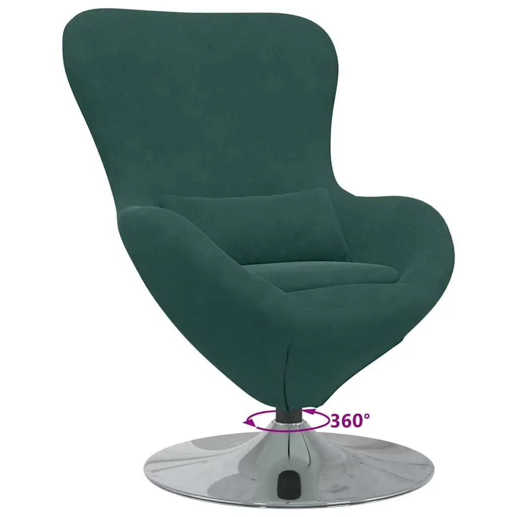 Egg Chair Swivel Velvet Upholstered Lounge Armchair Modern Dark Green