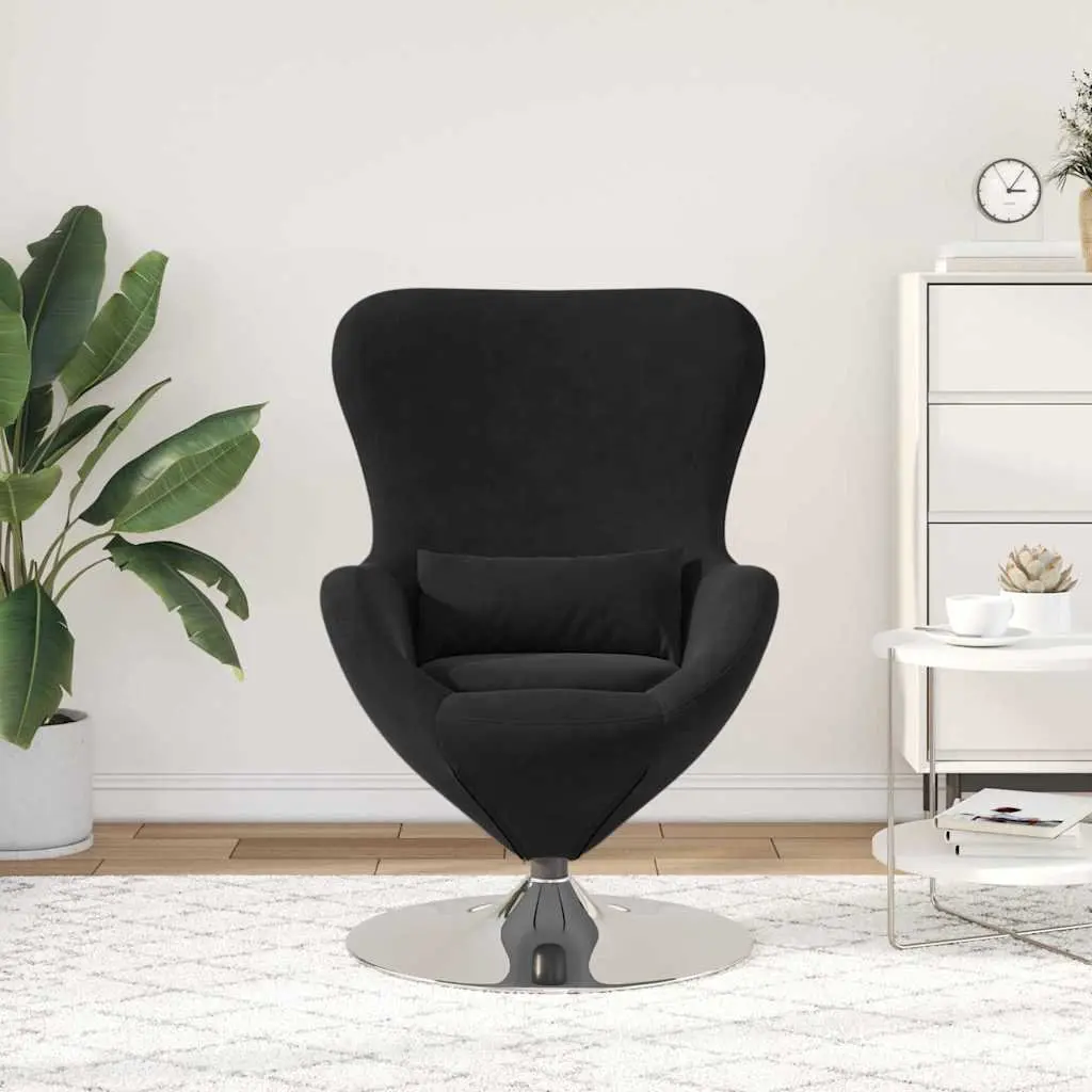 Egg Chair Velvet Swivel Base Modern Lounge Chair Black