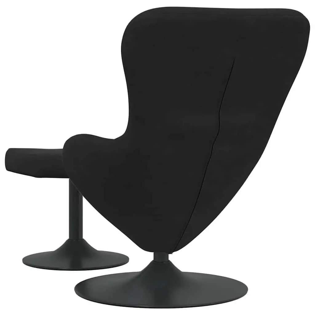 Egg Chair Lounge Swivel Armchair Black Velvet Modern Design Footstool Bedroom