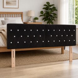 160cm Black Velvet Headboard with Engineered Wood Frame