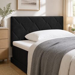 Adjustable Black Velvet Headboard 100 cm for Bedroom Use