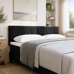 Adjustable Height Black Headboard 144 cm Velvet