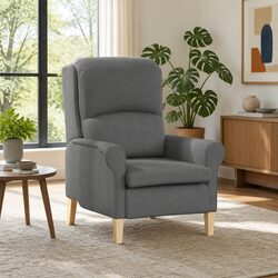 Contemporary Grey Fabric Armchair with Engineered Wood Frame