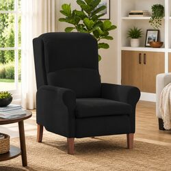 Modern Armchair in Black Velvet with Engineered Wood Frame