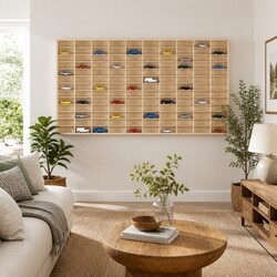 Wall Mounted Beige Display Case with Engineered Wood Construction