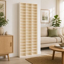 Wall-Mounted Display Case in Beige with Open Shelves