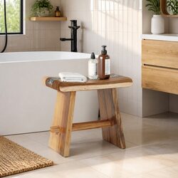 Shower Stool with Solid Wood Construction and Resin Top