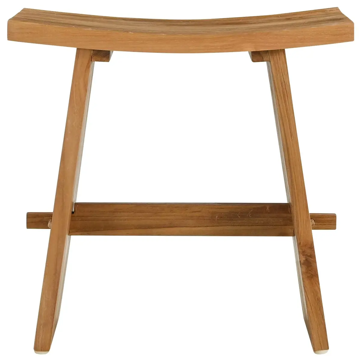 Bathroom Stool Modern Backless Compact Brown Teak Wood Indoor Seating