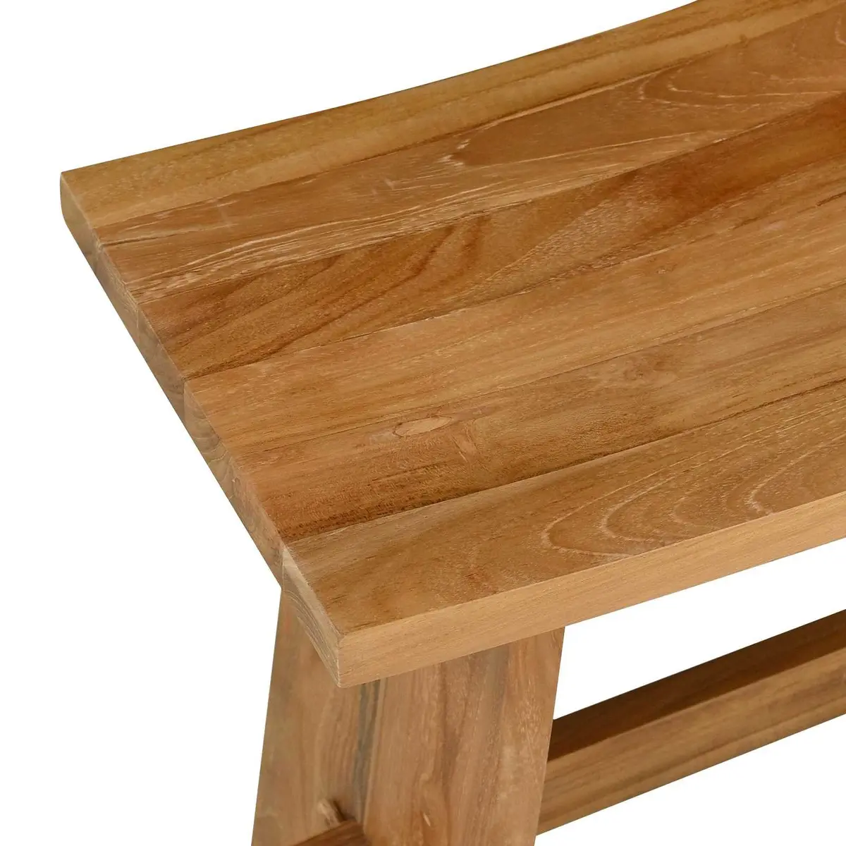 Bathroom Stool Modern Backless Compact Brown Teak Wood Indoor Seating