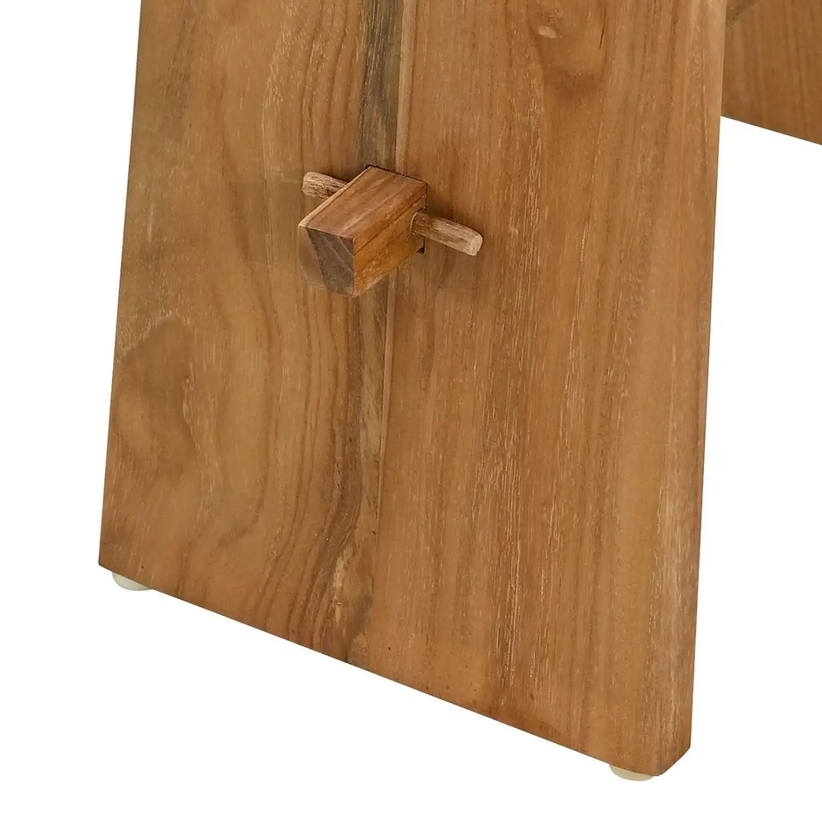 Bathroom Stool Modern Backless Compact Brown Teak Wood Indoor Seating