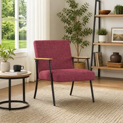 Modern Armchair with Red Fabric Upholstery