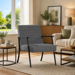 Grey Fabric Armchair with Ergonomic Design