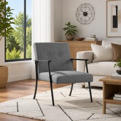 Ergonomic Dark Grey Fabric Armchair with Robust Frame