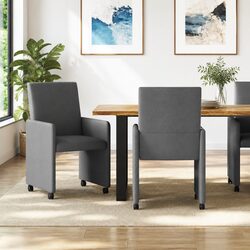 Grey Dining Chairs with Wheels - Modern 2 Piece Set