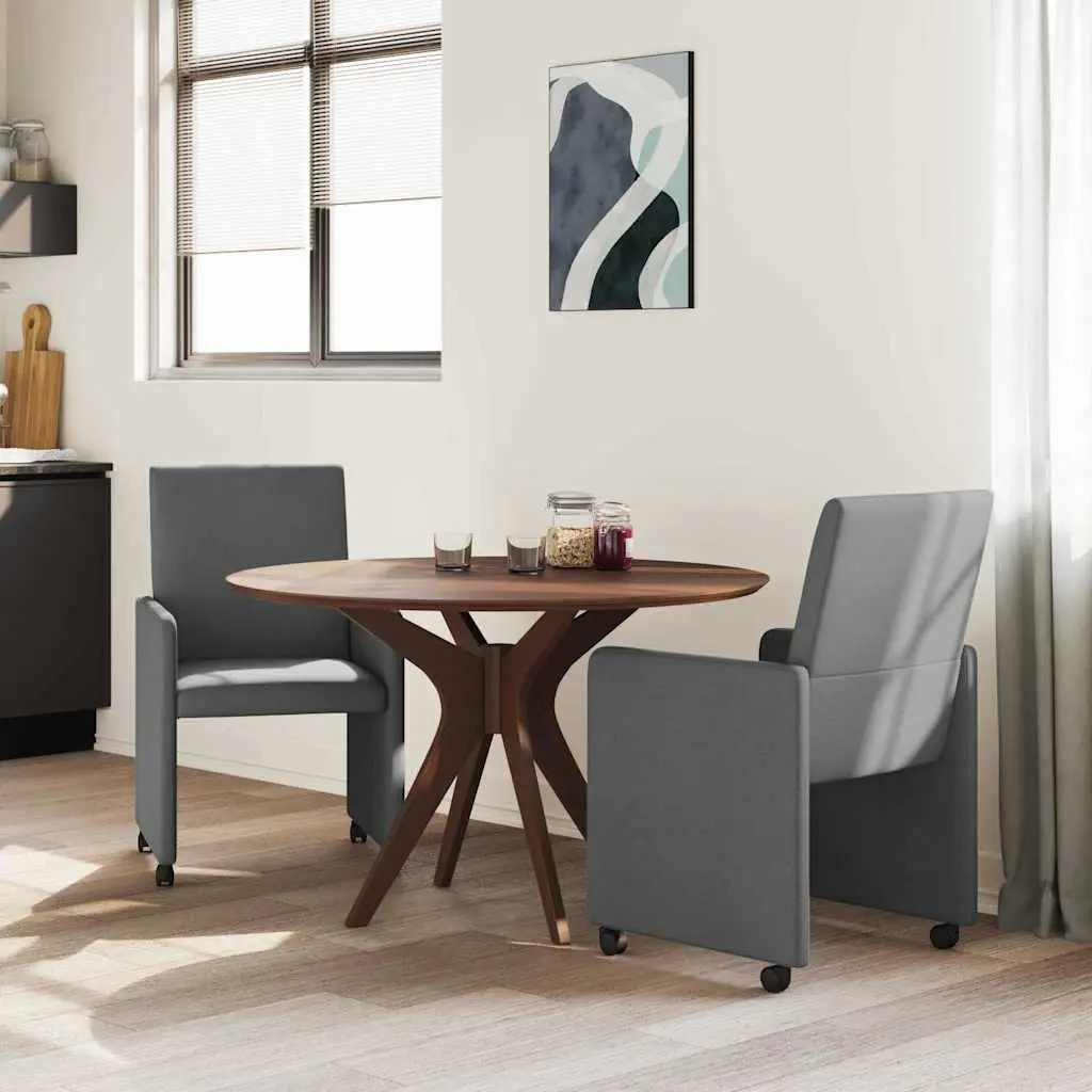 Dining Chairs with Wheels Ergonomic Grey 2 Piece Set for Kitchen Dining Room